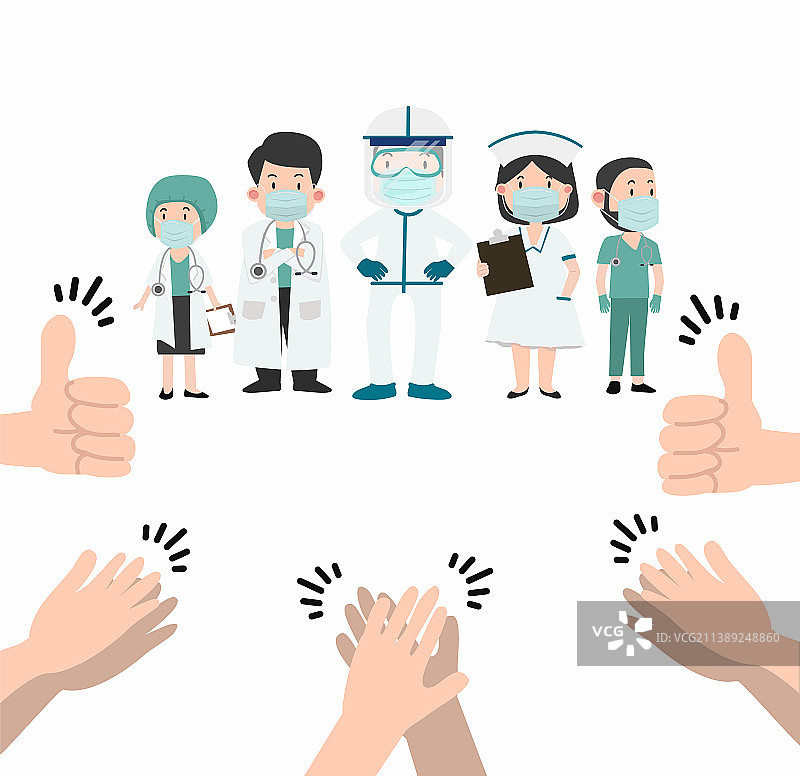 人们为医生和护士鼓掌图片素材