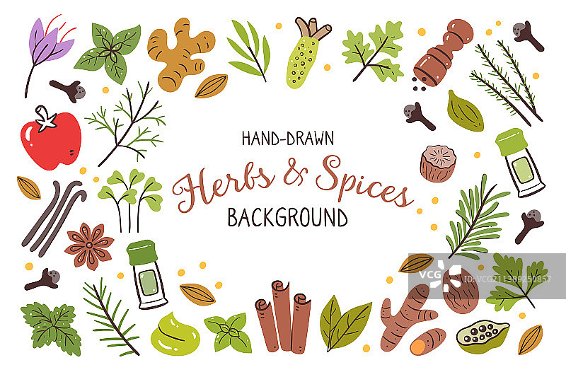 彩色香草和香料背景图片素材