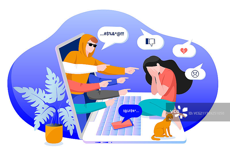 社交网络中的网络欺凌和在线辱骂图片素材