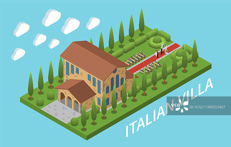 意大利别墅2.5D图图片素材