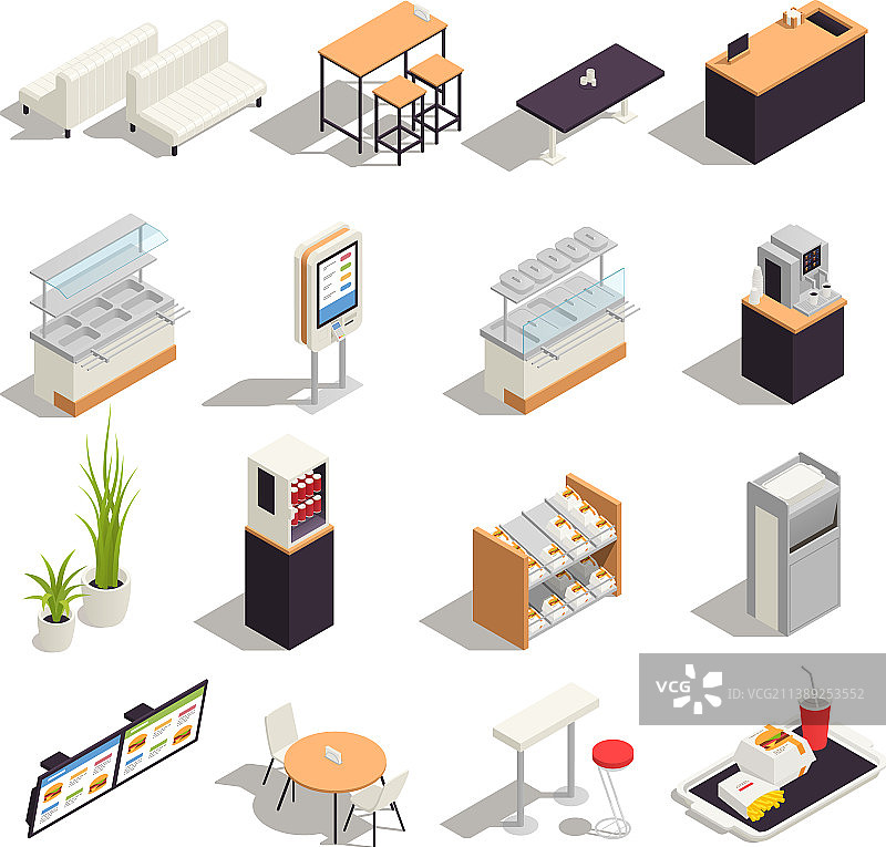 美食广场彩色2.5D图标集图片素材