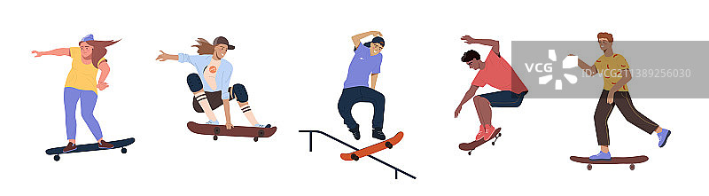 滑板运动员跳跃图片素材