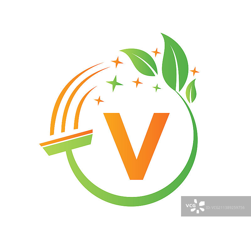 字母V女佣清洁服务logo图片素材