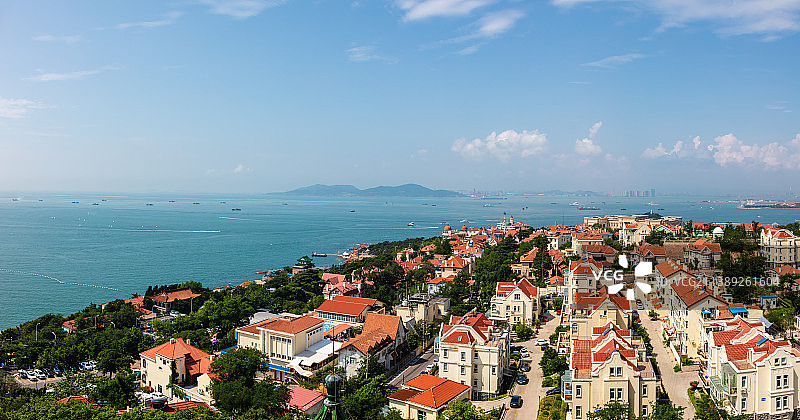 青岛城市天际线航拍图片素材