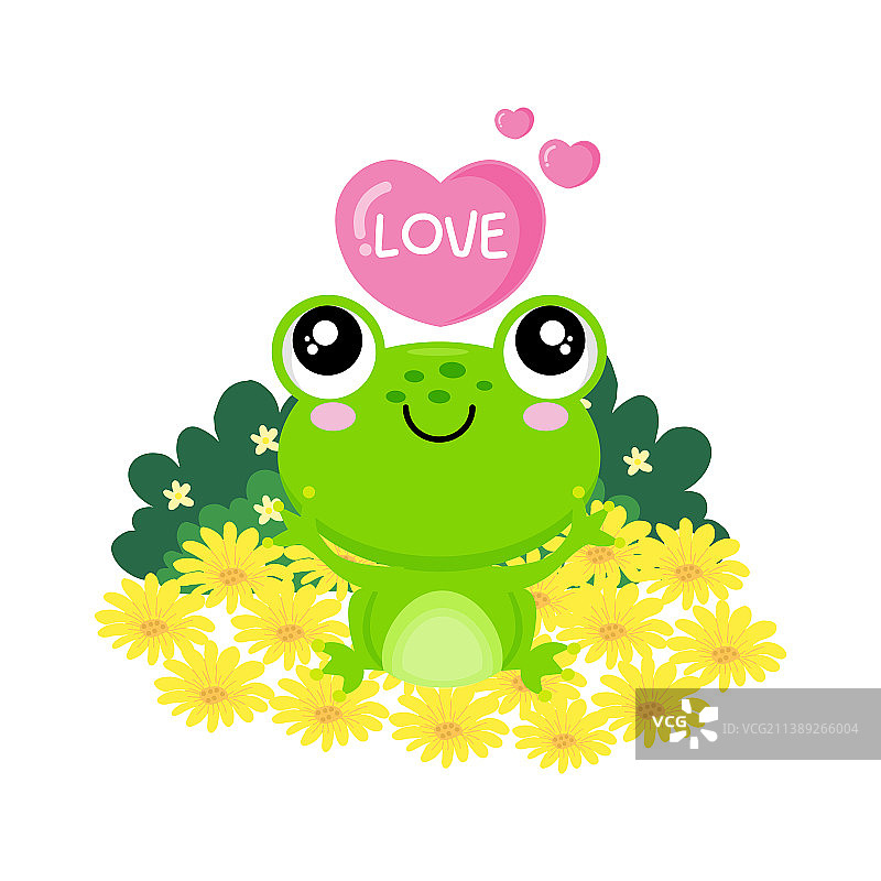 花田爱心可爱青蛙图片素材