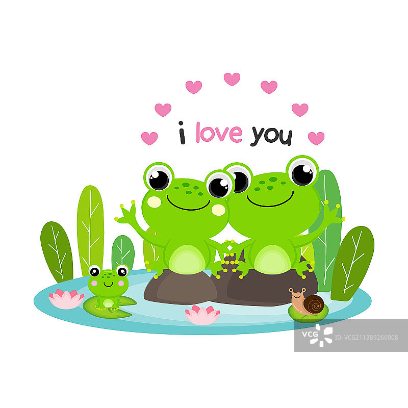 可爱的青蛙情侣坠入爱河图片素材