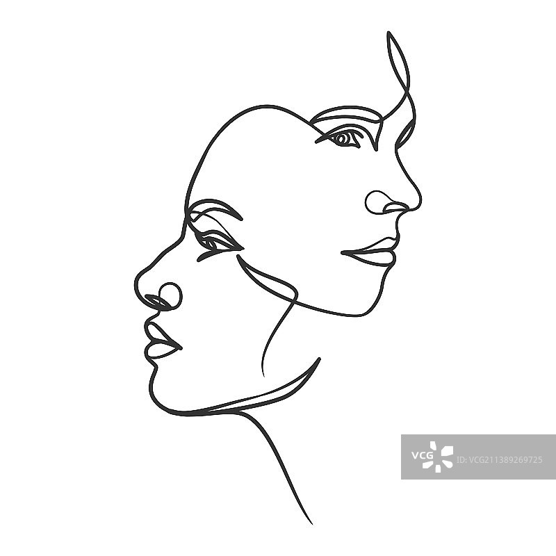 女人脸部一笔画图片素材