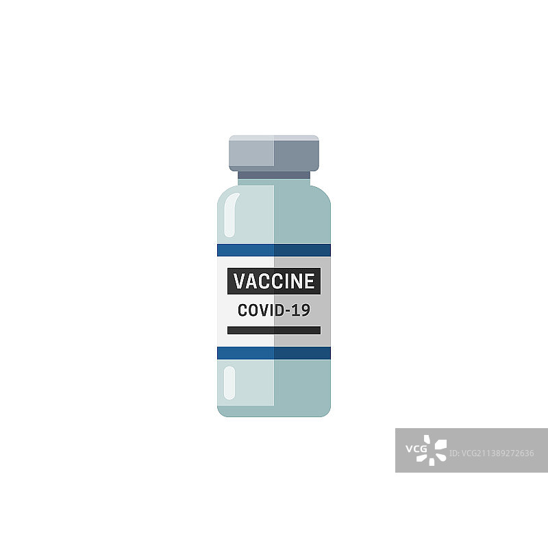 新冠病毒疫苗药瓶扁平图标图片素材