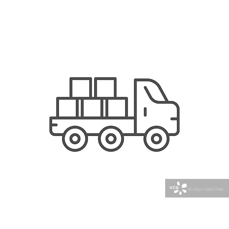 平板卡车线性图标符号图片素材