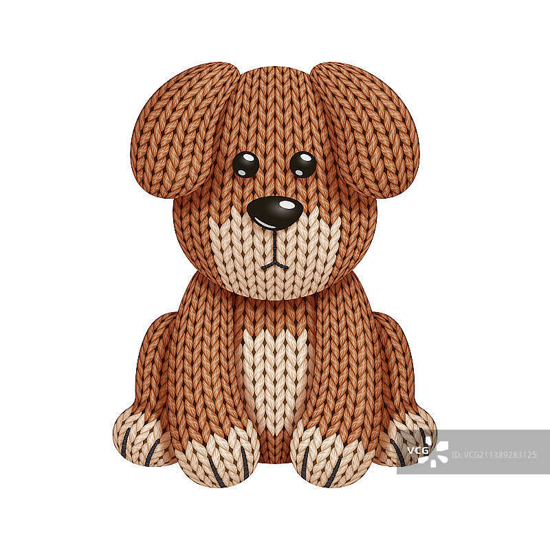 白色背景上的有趣针织狗狗玩具图片素材