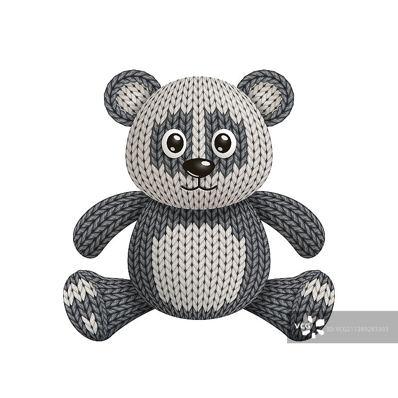 白色背景上的趣味针织熊猫玩具图片素材