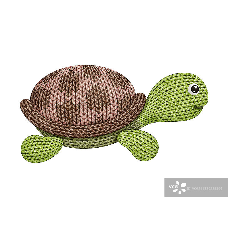 白色背景上的有趣针织乌龟玩具图片素材