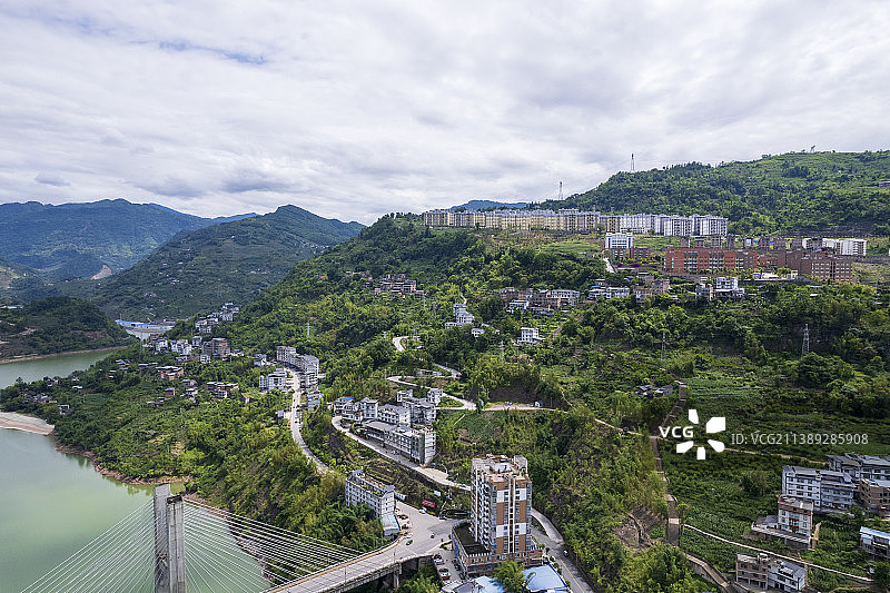 云南昭通绥江县航拍图片素材