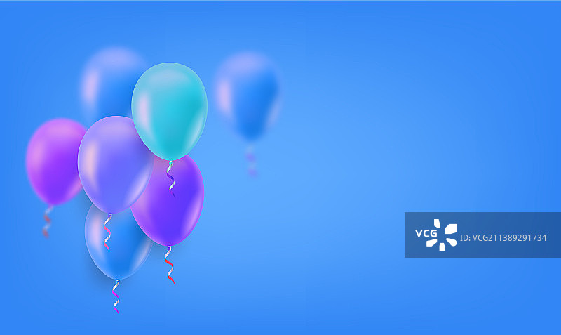 蓝色背景3D彩色气球banner图片素材