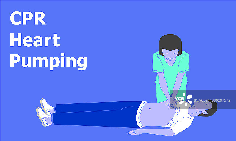 穿绿色衣服的女孩跪地心脏跳动图片素材