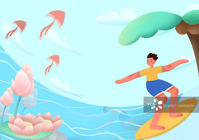 夏日海边冲浪图片素材