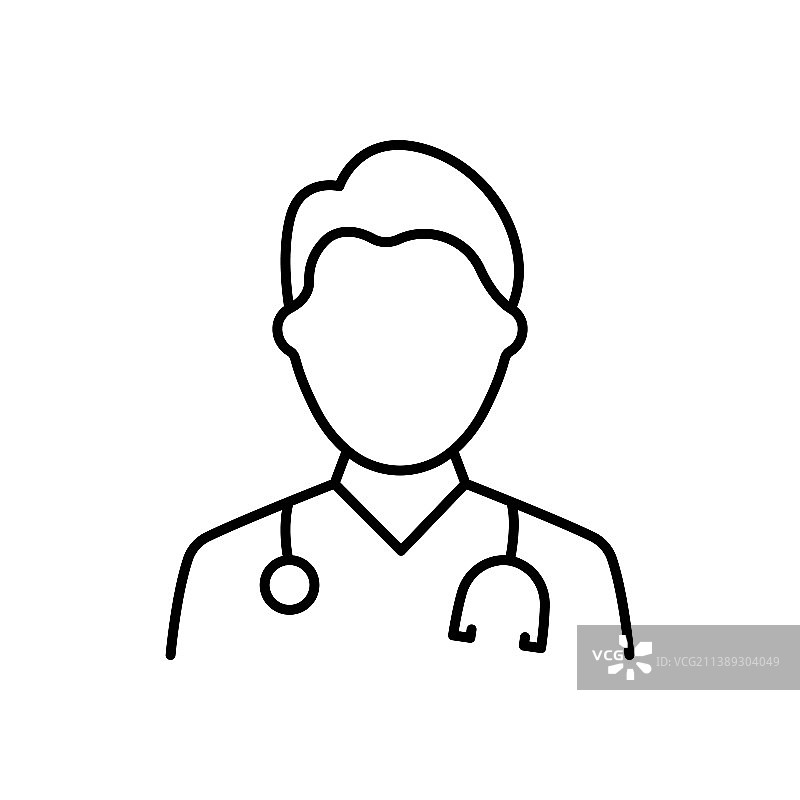 带有听诊器线条图标的专业医生图片素材