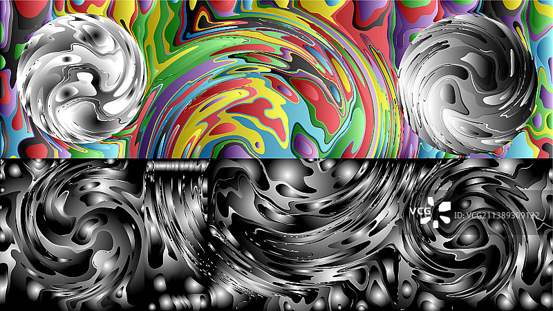 彩色明亮的多色图案分形故障图片素材