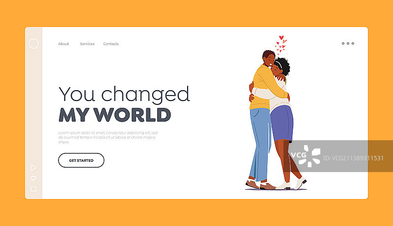 男人和女人拥抱在一起着陆页图片素材