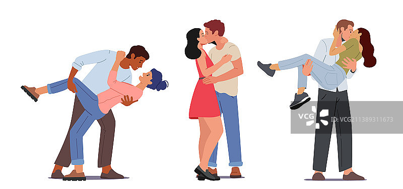 幸福情侣亲吻套装图片素材