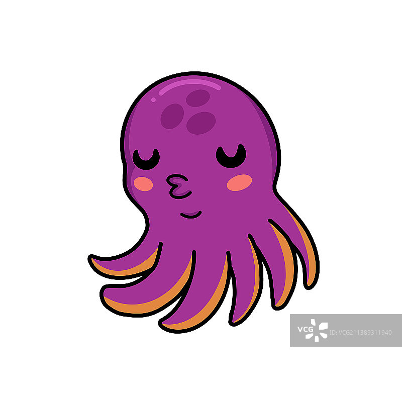 可爱的小粉色章鱼卡通睡眠图片素材
