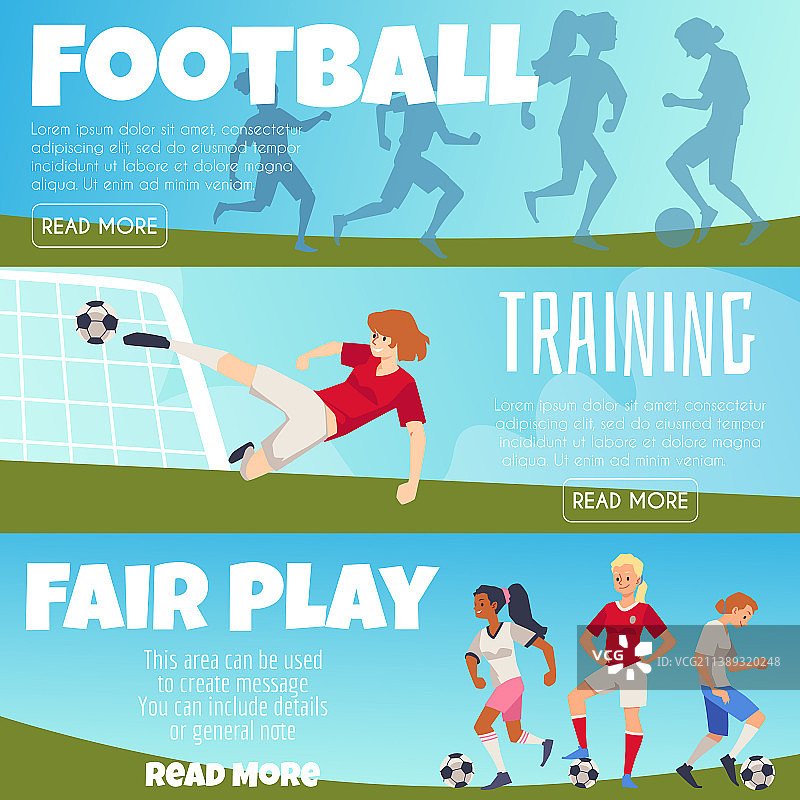 女子足球比赛banner扁平风格合集图片素材
