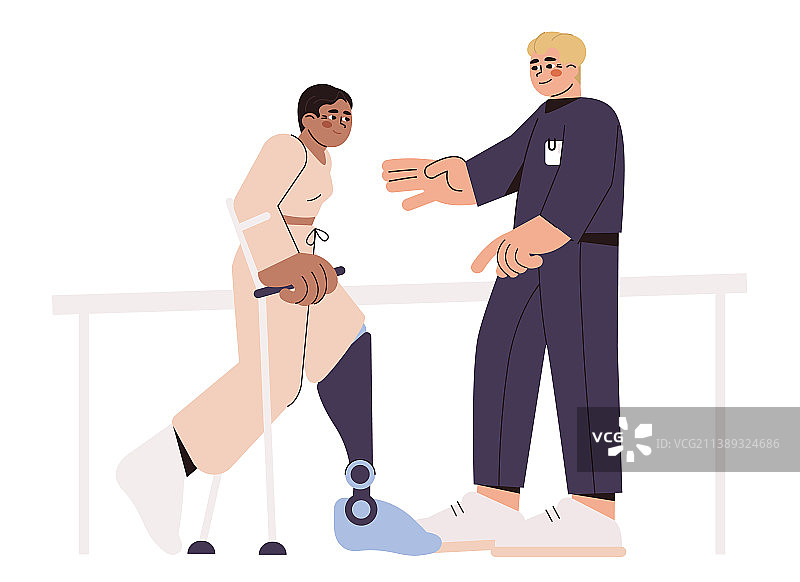理疗医生帮助病人行走图片素材
