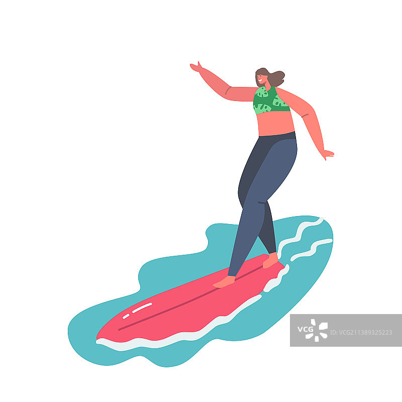 身穿泳装的年轻女冲浪手图片素材