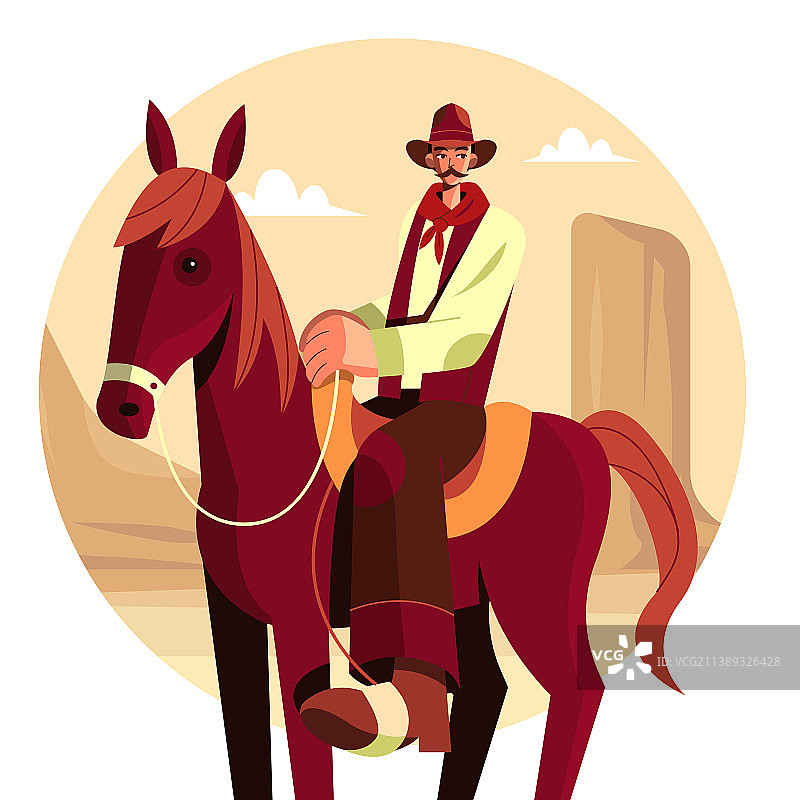 扁平风格高乔牛仔图片素材