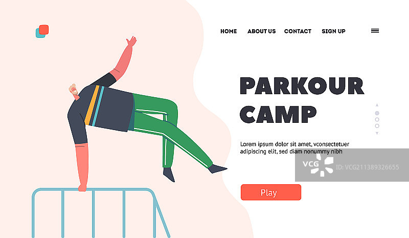 跑酷俱乐部着陆页模板男性角色图片素材