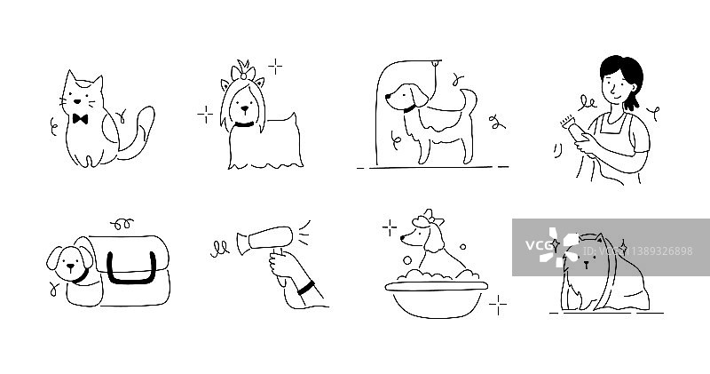 宠物美容院图标合集图片素材