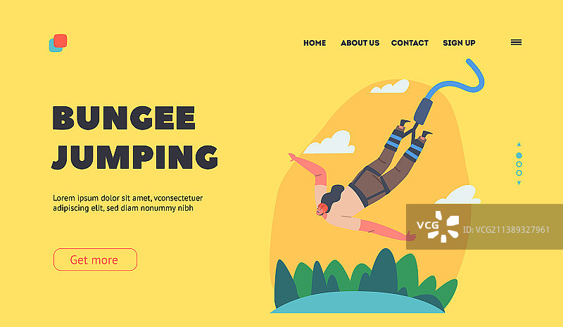 极限运动蹦极跳落地页图片素材