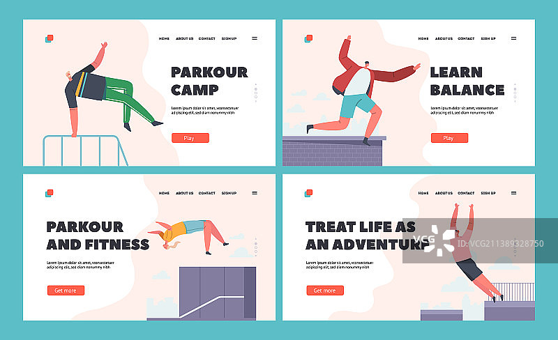 城市跑酷网站着陆页图片素材