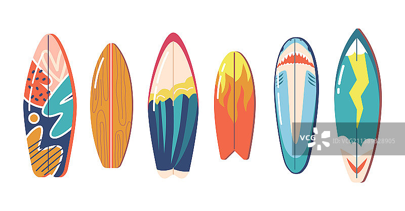 复古颜色和款式的冲浪板图片素材