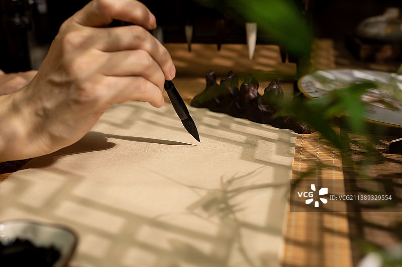 小暑,书法,人的手,写毛笔字动态动作图片素材