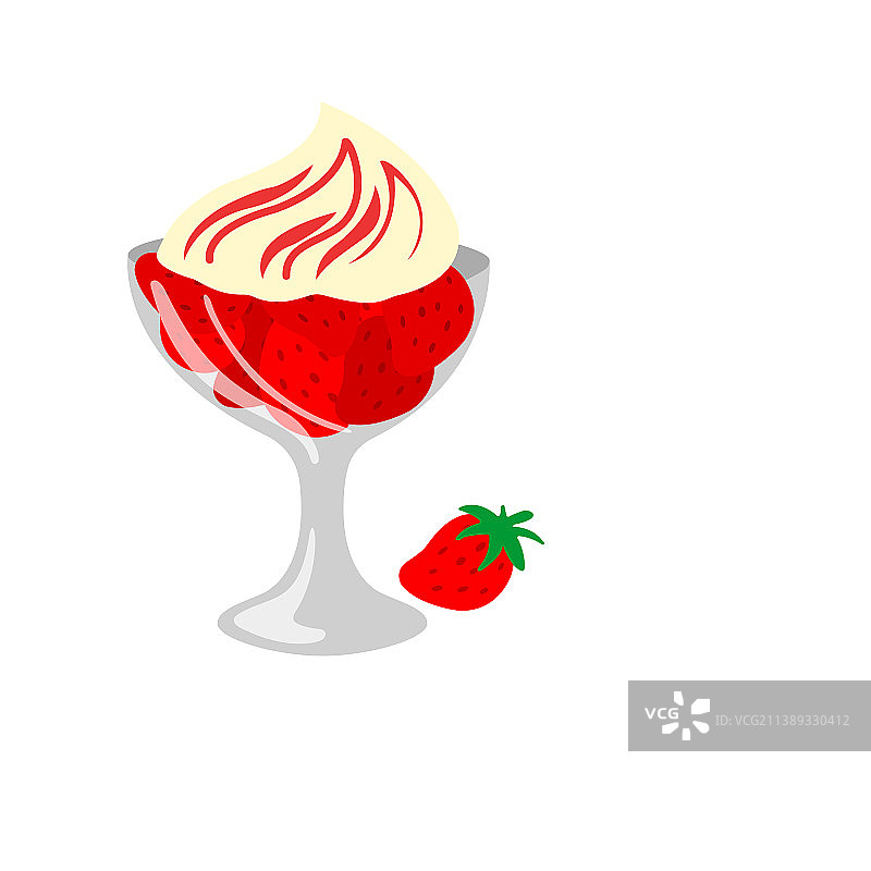 玻璃杯中的奶油水果甜点图片素材