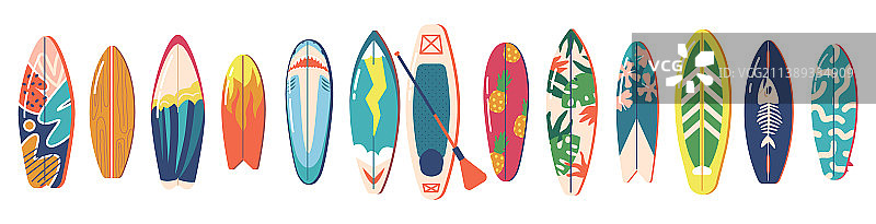 不同亮色冲浪板合集图片素材