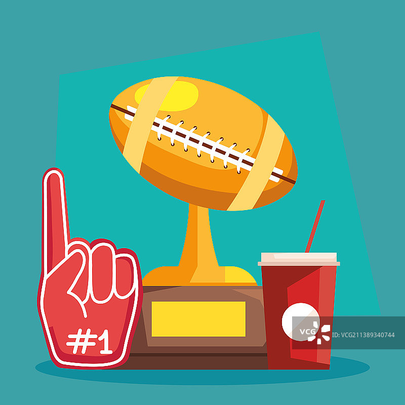 美式橄榄球奖杯气球图片素材