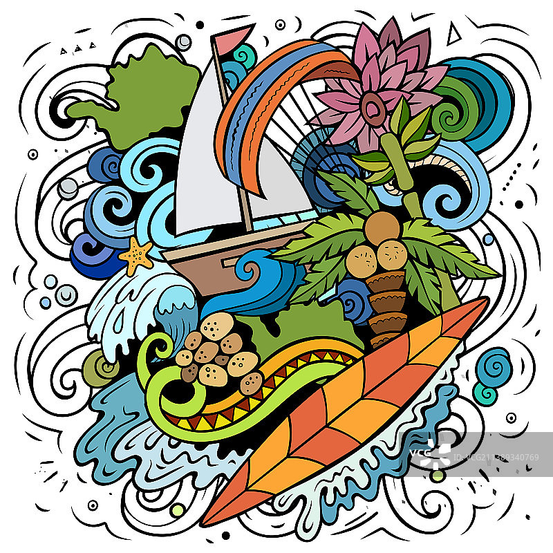 毛里求斯卡通涂鸦图片素材