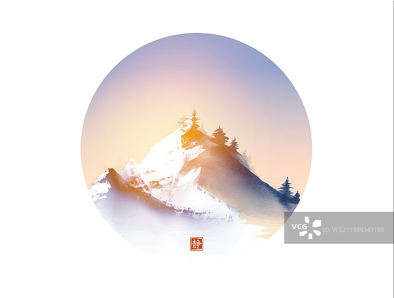 冬季白雪覆盖的山峰图片素材