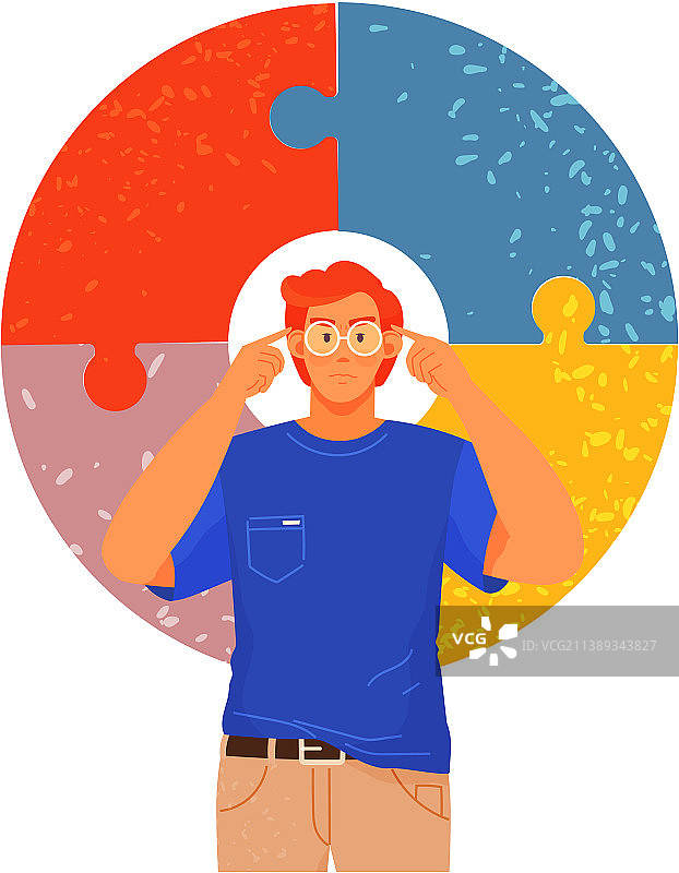 男子思考头脑中的难题图片素材