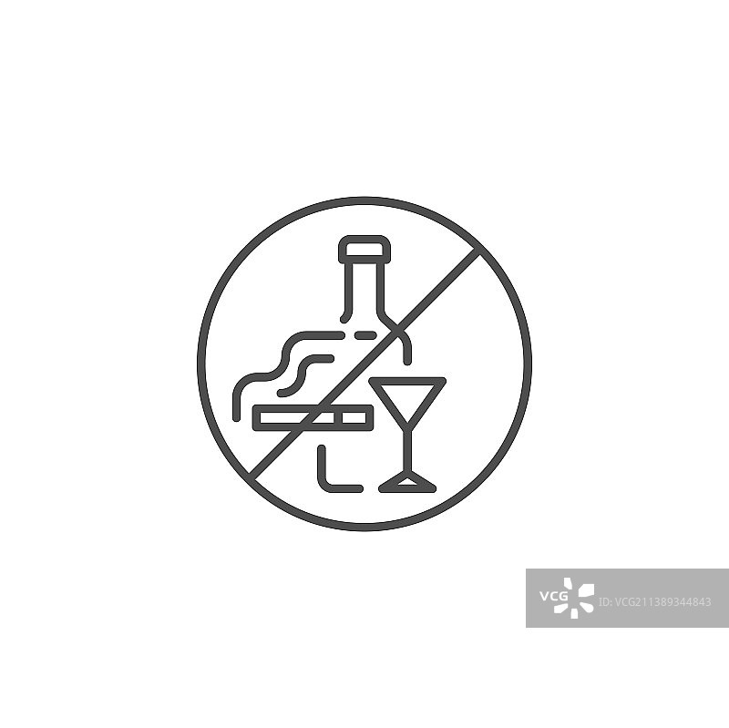 禁止吸烟和饮酒线性图标图片素材