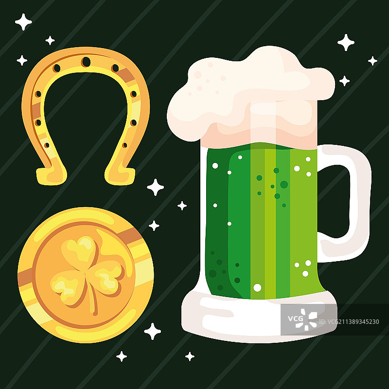 三个圣帕特里克节图标图片素材