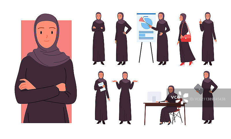 沙特女职员角色姿势合集图片素材