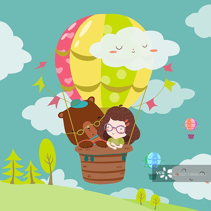 坐氢气球去旅行图片素材
