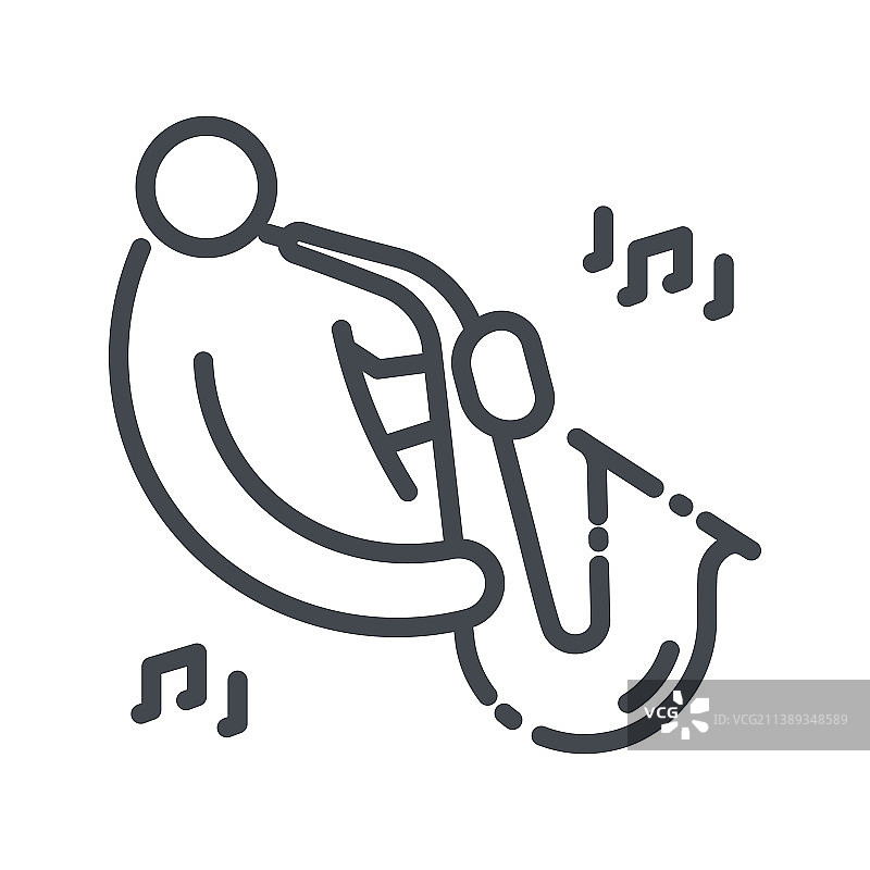 演奏萨克斯的音乐家线条图标图片素材