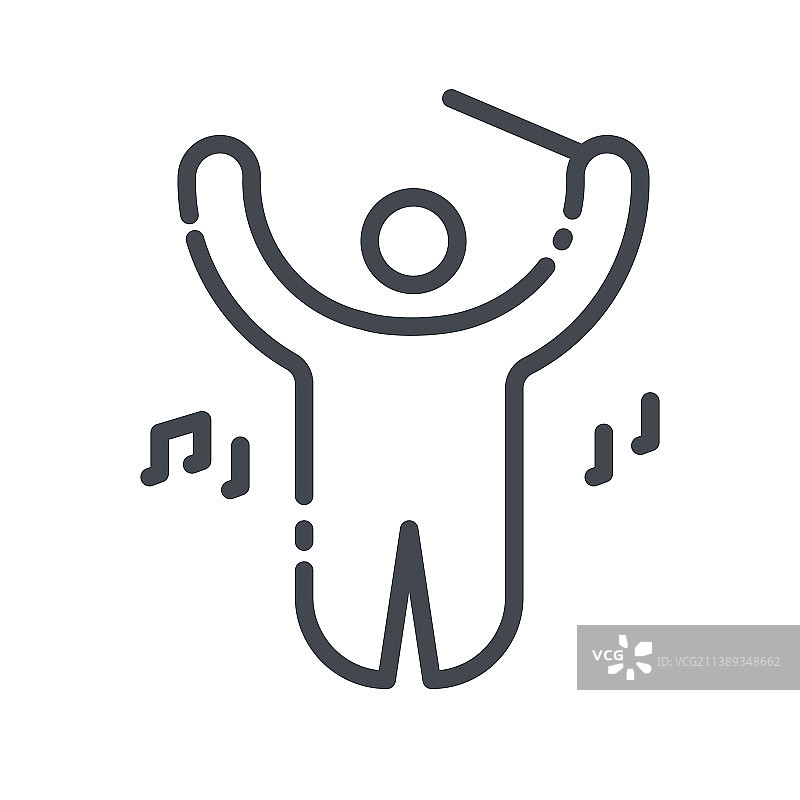 指挥家及其指挥棒的线条图标图片素材