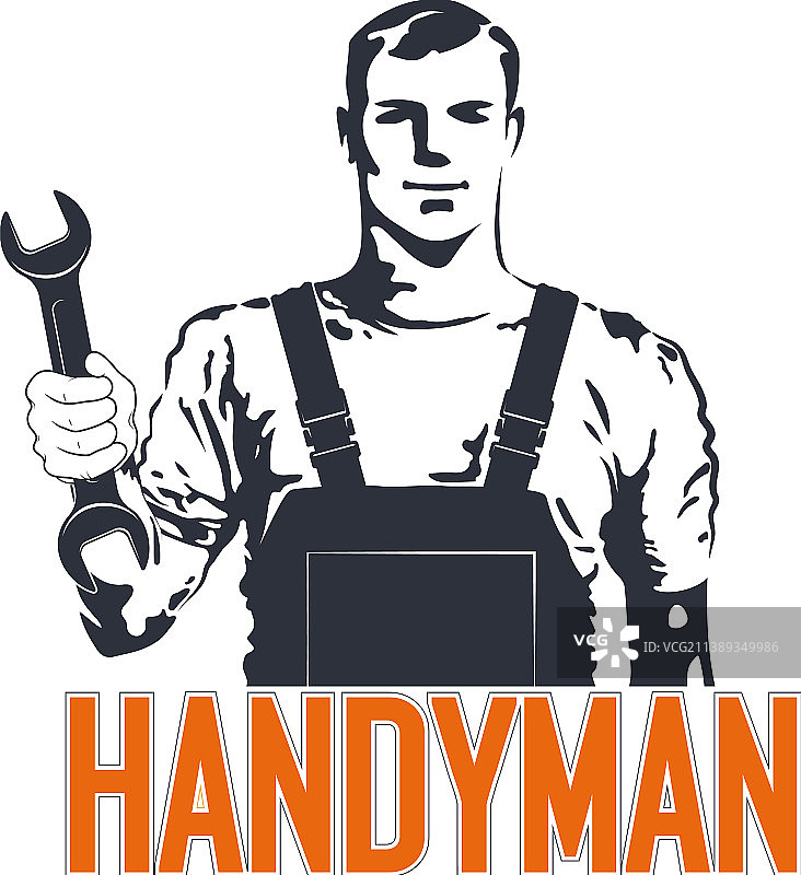 带扳手的制服工人勤杂工简单的图片素材