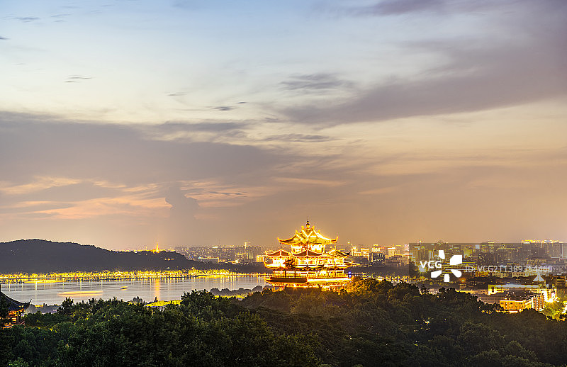 杭州夜景 杭州城隍阁夜景 城市夜景 西湖夜景图片素材