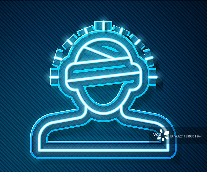 发光霓虹线条脑震荡头痛眩晕图片素材